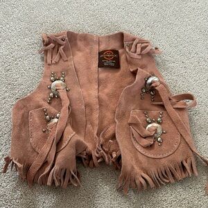 John R Craighead vintage Suede vest pink girls S
